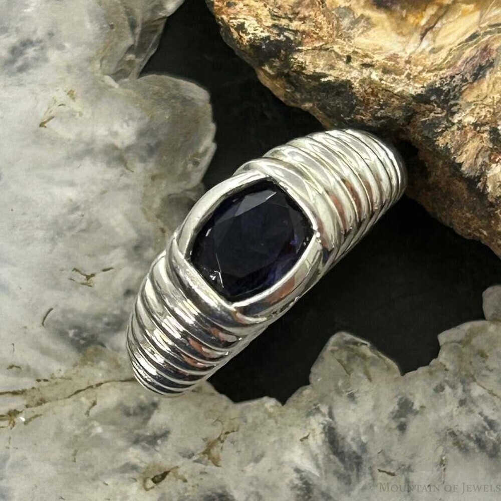 Carolyn Pollack Sterling Silver Faceted Sapphire Decorated Ring For Women